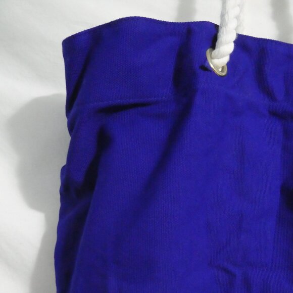 TRINA TURK BEACH TOTE | Blue Corduroy With Gold Seas The Day Print | NWOT - Picture 12 of 16